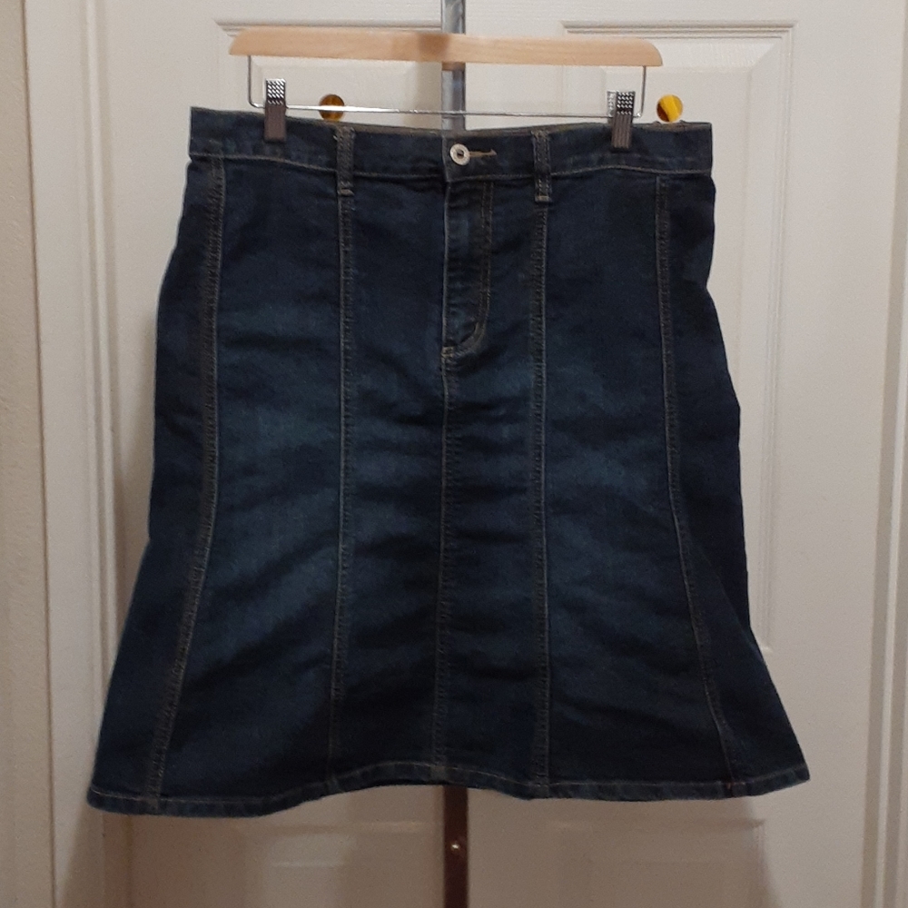 Asymmetrical Midi Jean Skirt